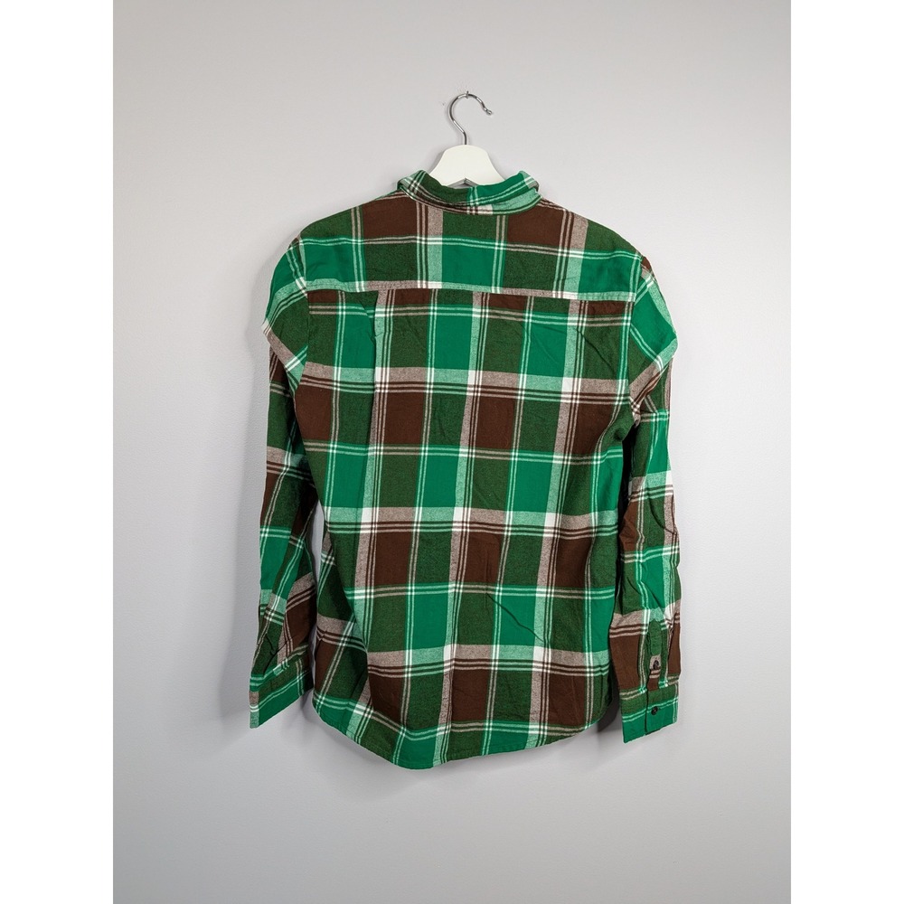 Forever 21 Plaid Flannel Shirt Women's Medium Green Brown Excellent Long Sleeve